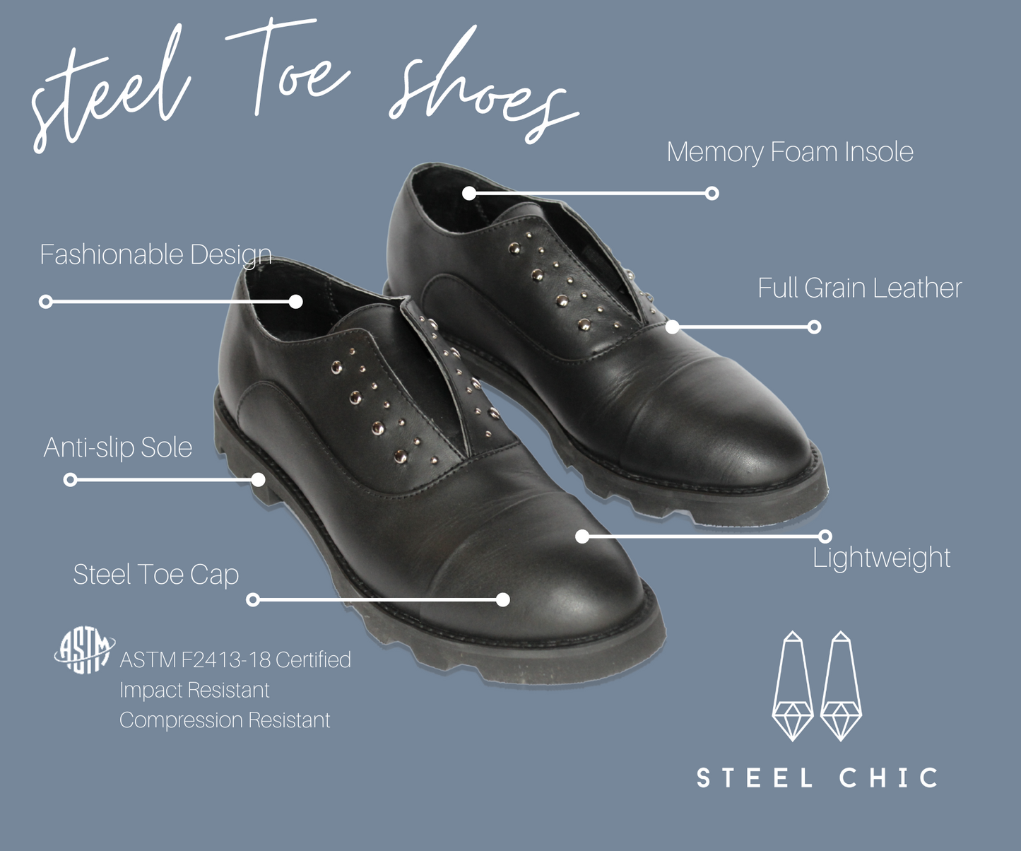 The Oxford - Steel Toe Shoes for Women