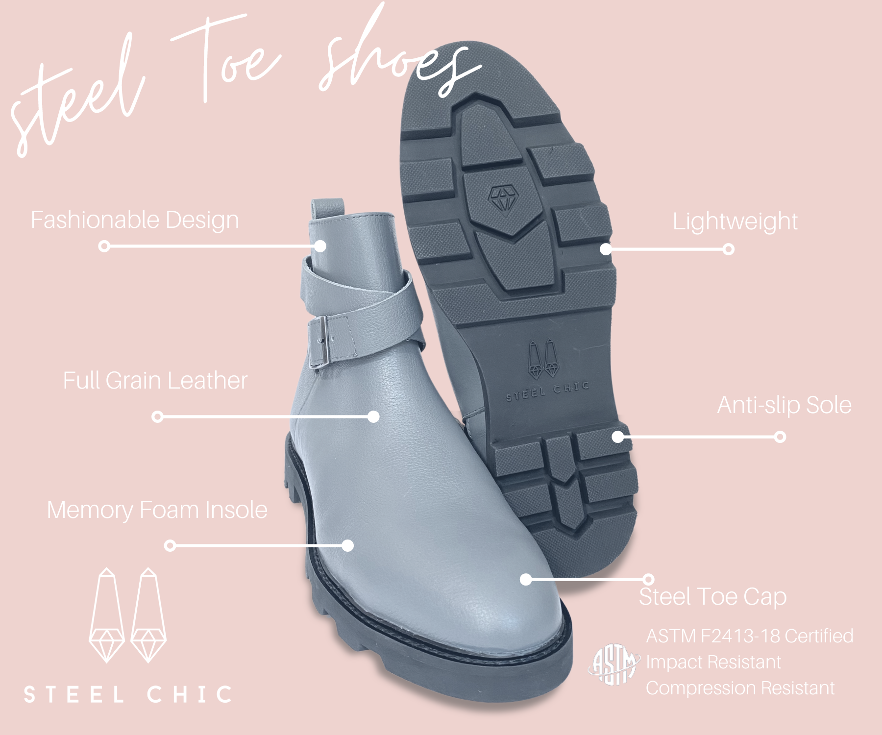 The Boot Steel Toe Boot for Women Steel Chic Shoes